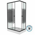 Душевой уголок Niagara NG-018-14Q BLACK (1000х800х1950) низкий поддон(13см) стекло МОЗАИКА, 2 места