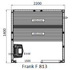 Финская сауна Frank F822 (печь Harvia Vega Steel 3,5 кВт+20 кг камней) 2 полки угловая Липа