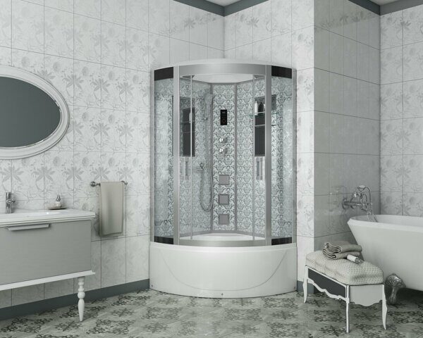 Душевая кабина Niagara NG-7710W (1000x1000х2150) высокий поддон стенки БЕЛЫЕ 4 места