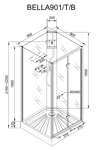 Душевая кабина Cerutti SPA BELLA901B без крыши (90x90x215-225)