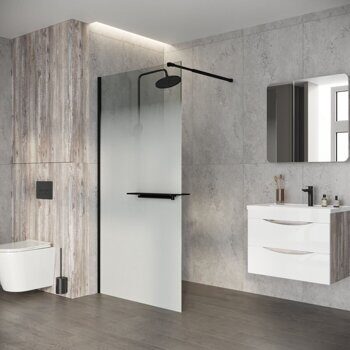 Душевая перегородка Niagara Nova NG-582-90BLACK (90х200) черный матовый,стекло белый градиент,1 место