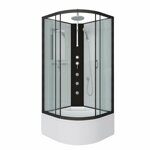 Душевая кабина Niagara NG-6707-14BKTG (800х800х2100-2400) высокий поддон(40см) стекло ПРОЗРАЧНОЕ черные профиля 4 места