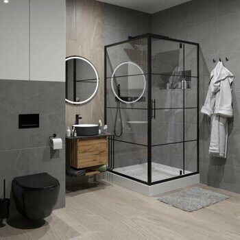Душевое ограждение Niagara NG-0290-08 BLACK (900х900х1900) квадратная, дверь распашная, 1 место